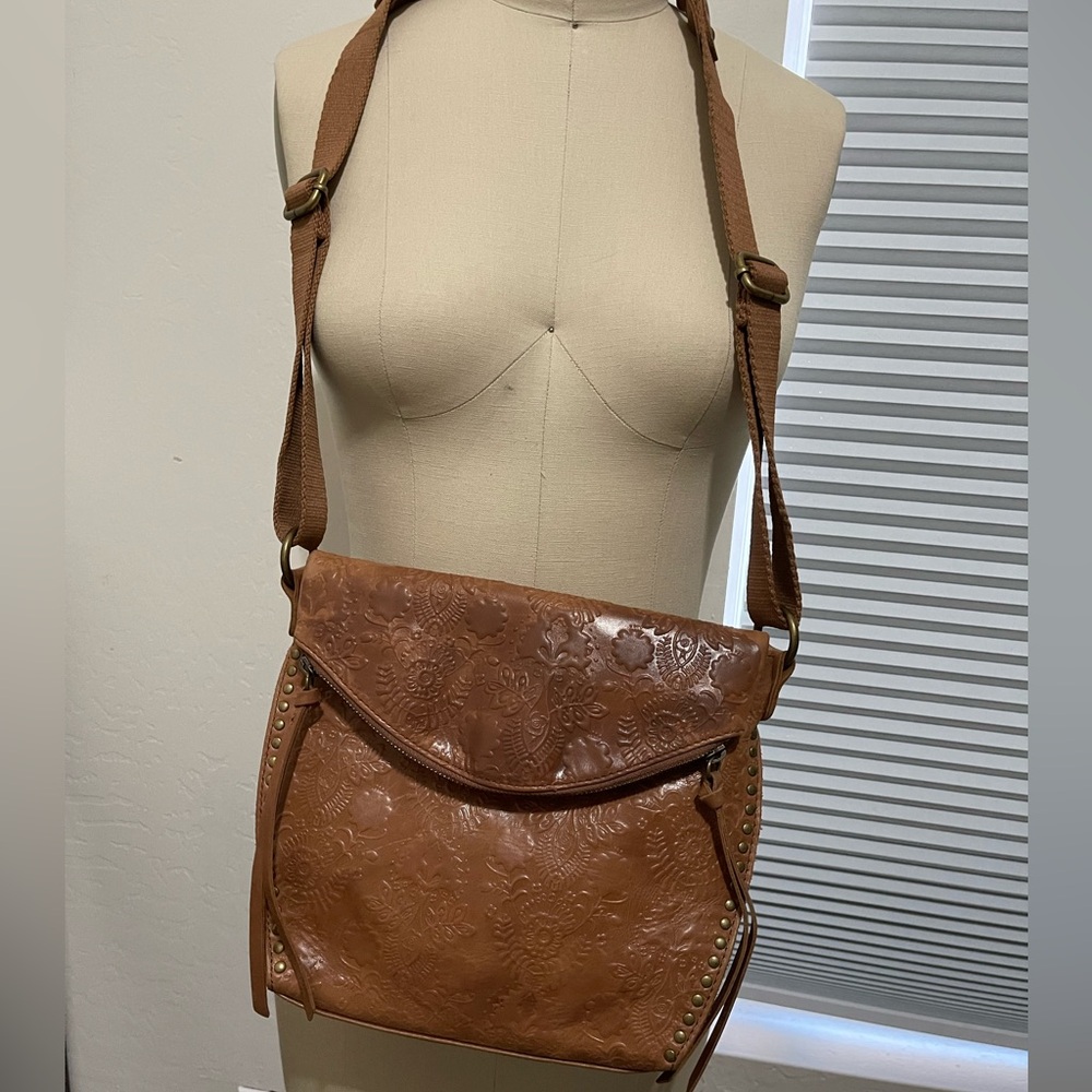The Sak Silverlake Embossed Brown Leather Crossbody Bag